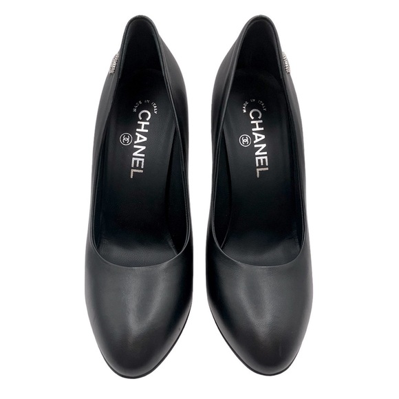 CHANEL Interlocking CC Logo Heels Black Size 38.5EU/8.5US - Picture 3 of 16